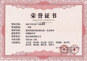 公司荣获“提高风机设备检修安装一次合格率”市级QC成果一等奖