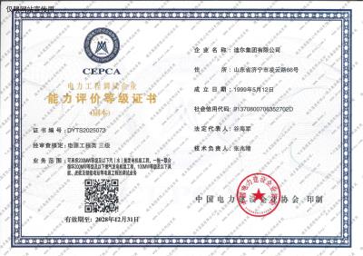 能力评价等级证书